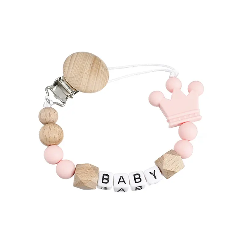 Baby Pacifier Clip Personalize Name Custom Crown Dummy Nipple Holder Chain Soother Chew Toys Teether Babies Accessories