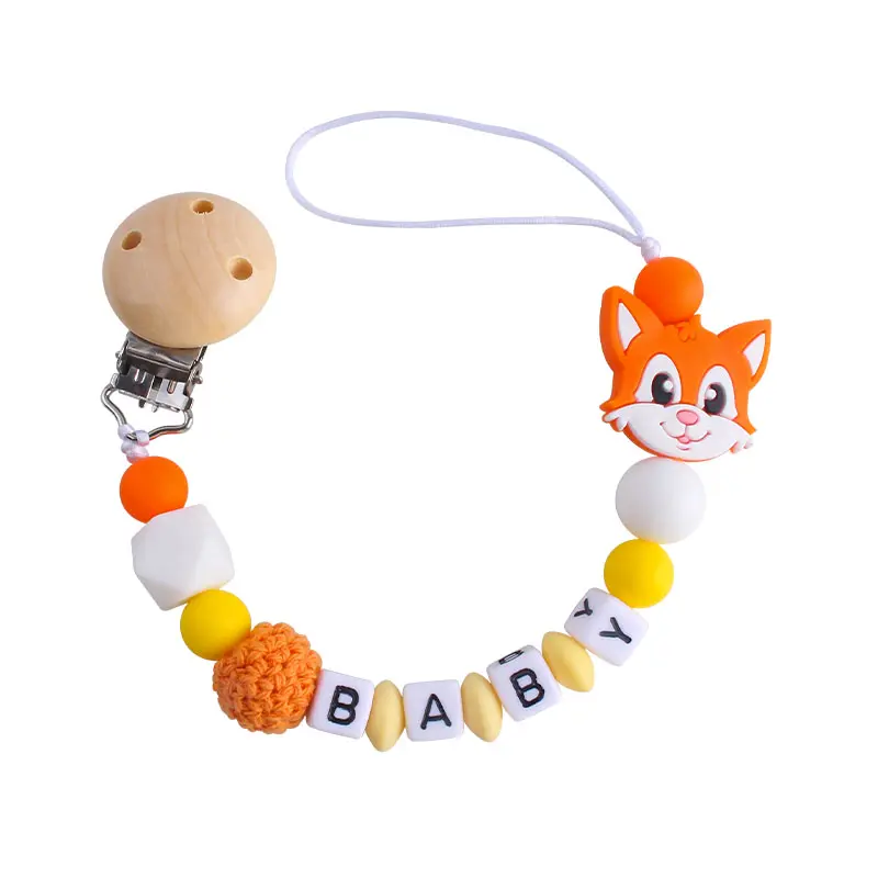 Cat Pacifier Chain Holder for Baby Kids Pacifier Clips Teething Silicone Pacifier Clips Infant Teether