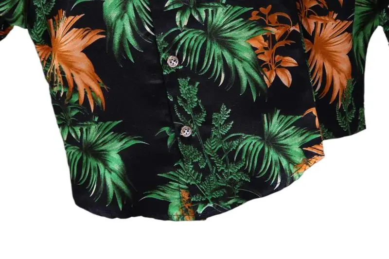 2Pcs Boys' Summer Short Sleeve Shirt and Shorts Set Tropical Leaf Print, Stylish & Comfortable Kids Outfit