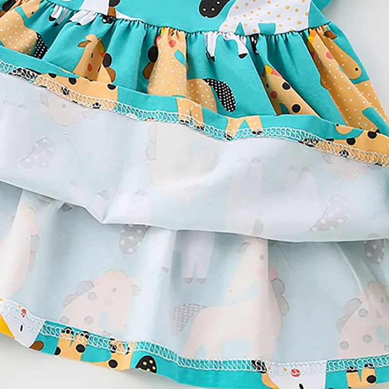 Girls Cotton Dresses Animal Long Sleeve Princess Dress Cartoon Kids Clothing  2-7 years
