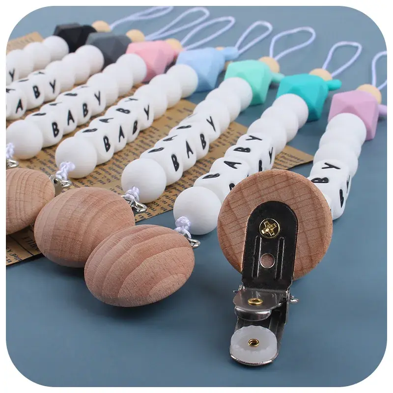 Baby Pacifier Clips Personalized Name Cartoon Silicone Dummy Nipples Holder Clip Chain Newborn Custom Teething Toys Accessories