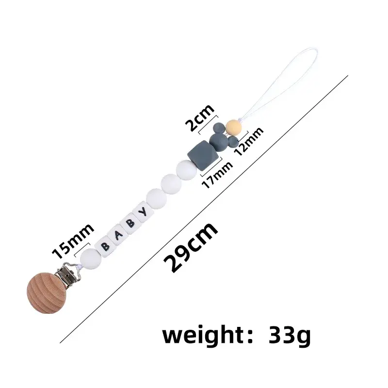 Baby Pacifier Clips Personalized Name Cartoon Silicone Dummy Nipples Holder Clip Chain Newborn Custom Teething Toys Accessories