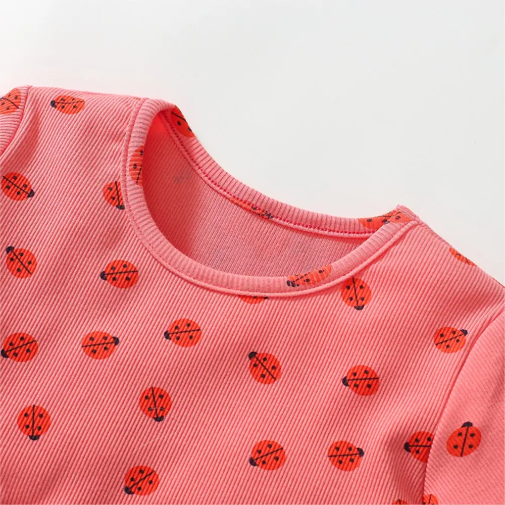 Ladybug Full-print Baby Girls Dress Summer Clothing Cartoon Cute Baby Girl Short Sleeve Casual Skirt Children's Clothes Dresses