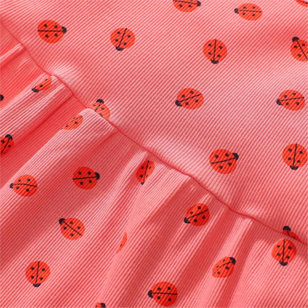 Ladybug Full-print Baby Girls Dress Summer Clothing Cartoon Cute Baby Girl Short Sleeve Casual Skirt Children's Clothes Dresses