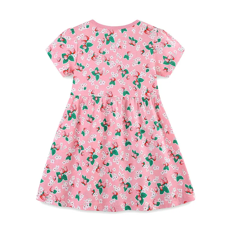 New Princess Dress Girls Dress Short-sleeved For Children's Party Clothes Pink Dress Summer Kids Dress 2-7Y