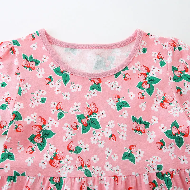 New Princess Dress Girls Dress Short-sleeved For Children's Party Clothes Pink Dress Summer Kids Dress 2-7Y
