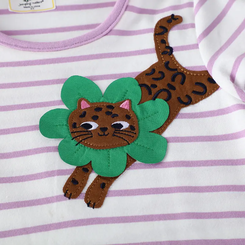 Girls' Cat Stiped Printed Pattern One-Piece Dress Suitable for Outdoor Home Ttravel Birthday Gifts