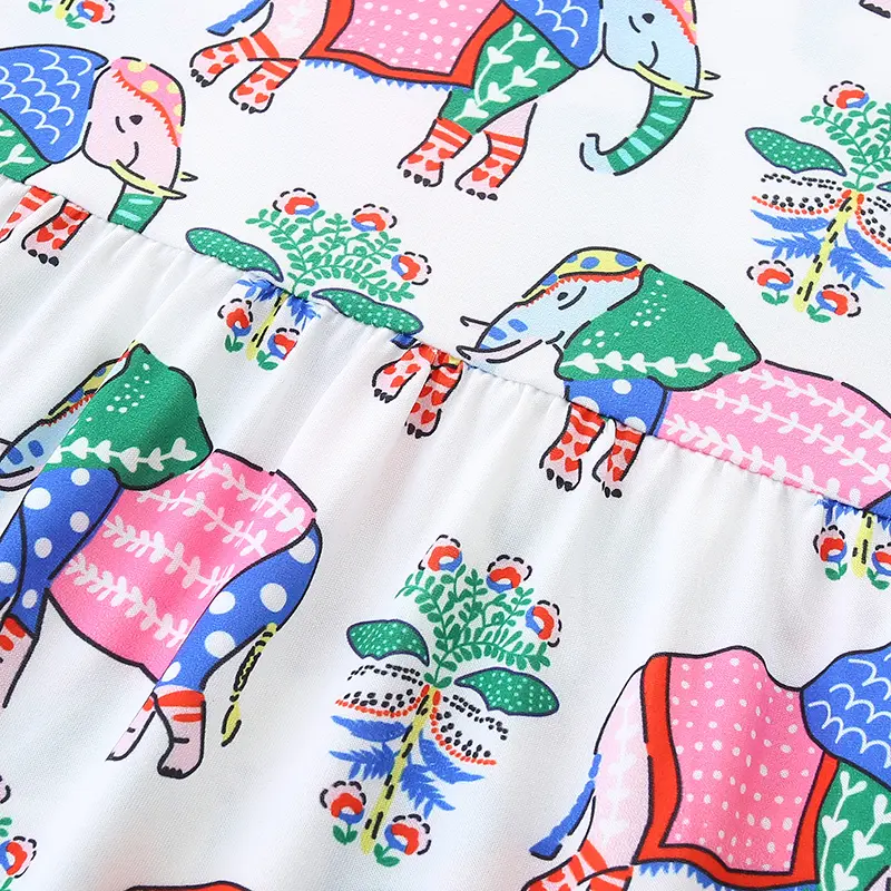 Adorable Sleeveless Girls' Dress in Elephant Print - Ideal for Casual Outings 3-8Years