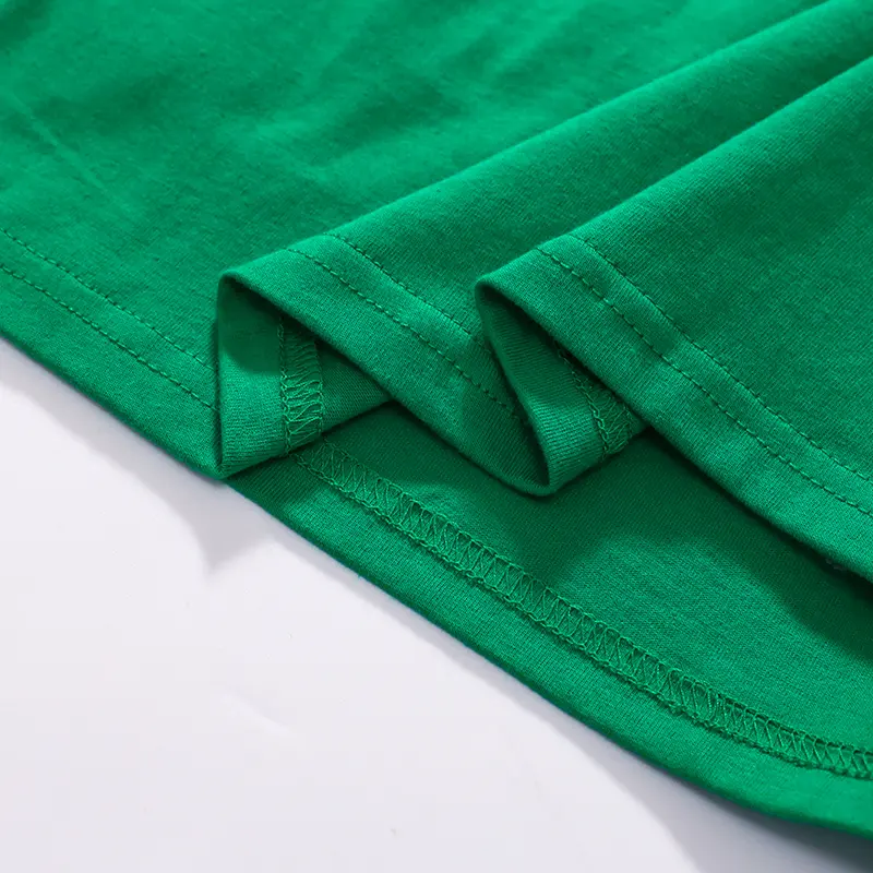 Charming Green Short - Sleeve Dress with White Striped Bodice and Cute Pet Embroidery - Ideal for Everyday Cuteness