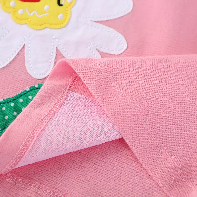Baby Girls Cute Pink Toddler Dress with Ruffled Sleeves & Insect - Flower Prints