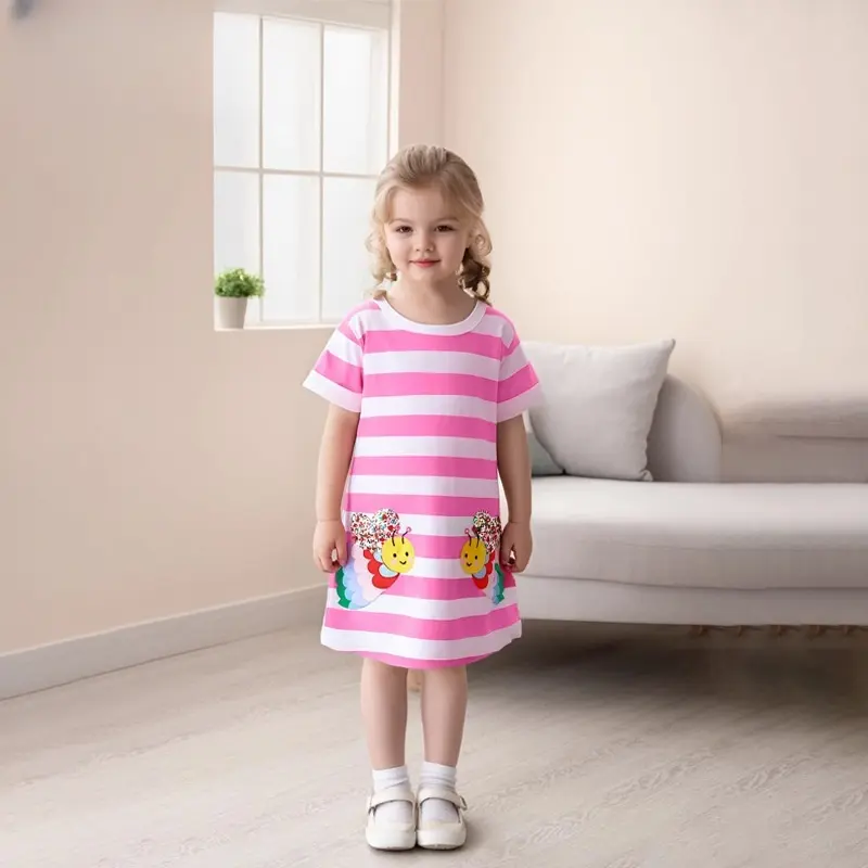 New Summer Girl Dress Cute Leopard Print Children's Clothing 2025 Cute Fashion Princess Cartoon Comfortable