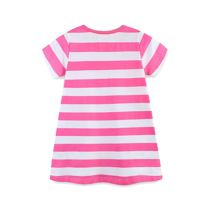 Summer Girls Dresses Leopard Striped Short Sleeve Kids Dress For Girls Toddler Cotton Clothing Children Cartoon Dress