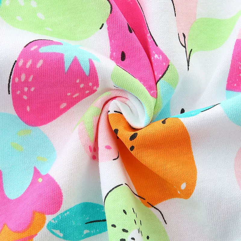 Girls' Sleeveless Dress - with Colorful Fruit All - over Print (Watermelon, Strawberry, Kiwi) - Suitable for Ages 2-7y