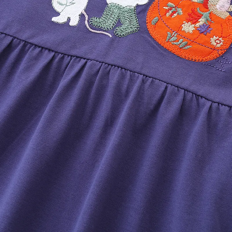 Easter Girls Dress Children's Clothing Cotton Kids Clothes 2025 Autumn Long Sleeves Cartoon Pumpkin Casual Dress