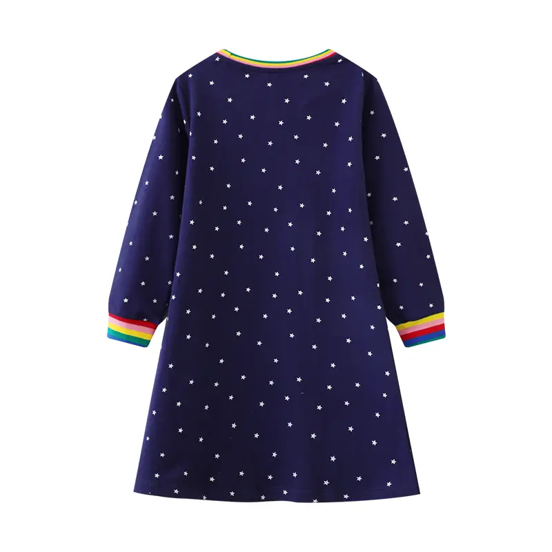 Autumn 2-7Yrs Girls Princess Dress Baby Girl Clothes Clothes Rianbow Collar Baby Girl One Piece Clothes Chirstmas Elf Kids Dress