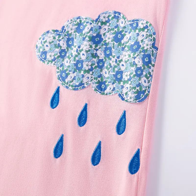 Summer Baby Girls Skirt Children's Clothing Cotton Appliques Cartoon Sun Rainbow Pink Dresses Holiday Gifts Kids Clothes