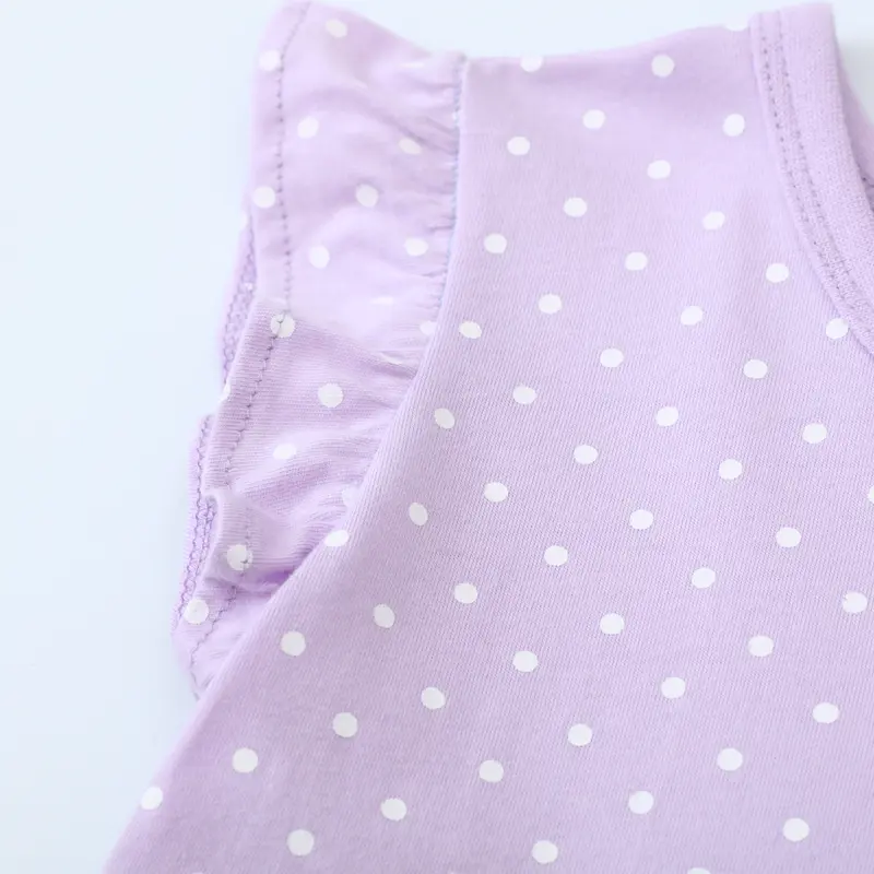 Girls Kids' Purple Polka - Dot Sleeveless Ruffled Dress with Unicorn Prints - Suitable for Toddlers