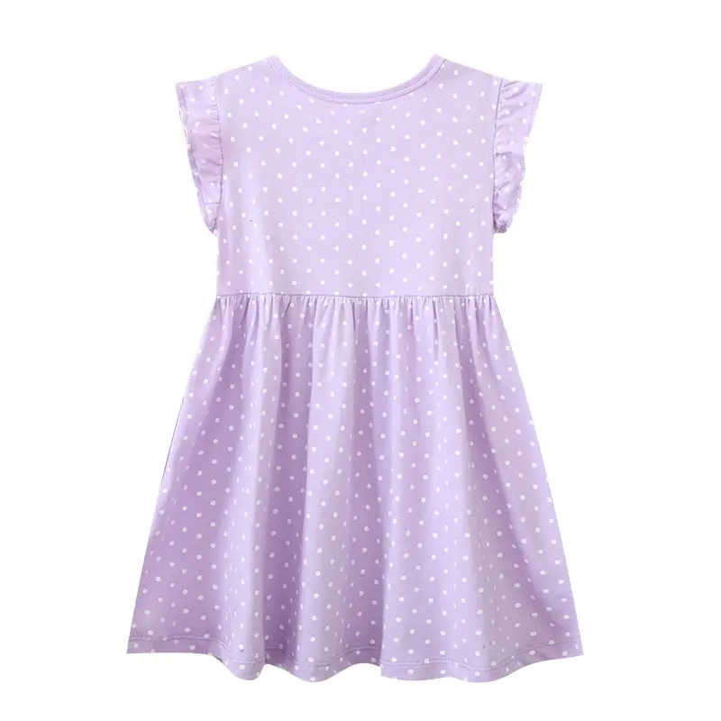 Girls Kids' Purple Polka - Dot Sleeveless Ruffled Dress with Unicorn Prints - Suitable for Toddlers