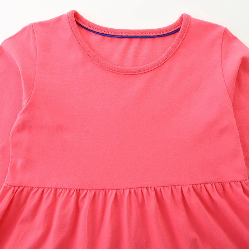 Enchanting Long - Sleeve Pink Dress for Girls with Adorable Forest Animal Embroidery