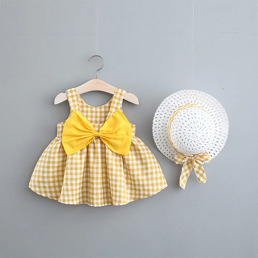 2025 Summer Outfit Toddler Girl Dresses Polka Dot Print Cotton 2PC Baby Princess Dress+Sunhat Newborn Clothes Set 0-3Y