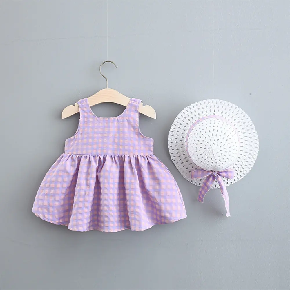 2025 Summer Outfit Toddler Girl Dresses Polka Dot Print Cotton 2PC Baby Princess Dress+Sunhat Newborn Clothes Set 0-3Y