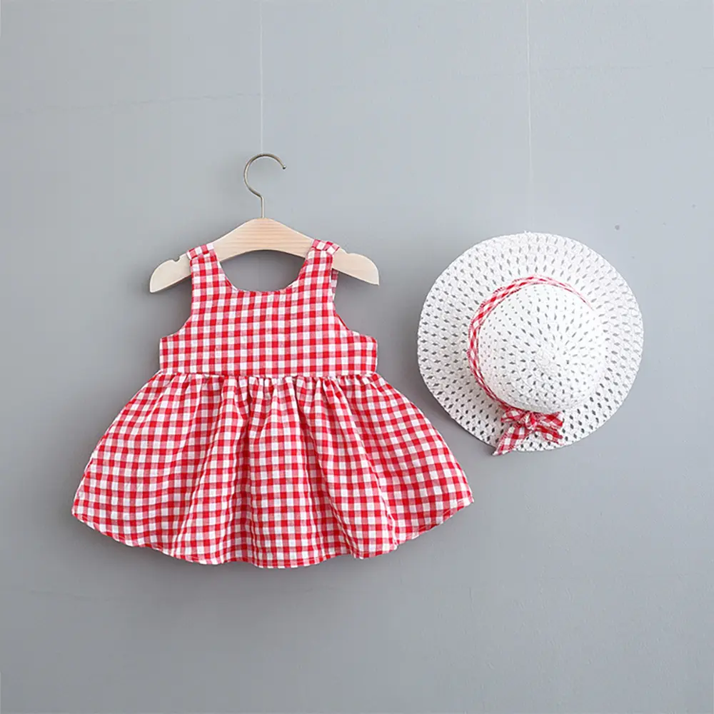 2025 Summer Outfit Toddler Girl Dresses Polka Dot Print Cotton 2PC Baby Princess Dress+Sunhat Newborn Clothes Set 0-3Y