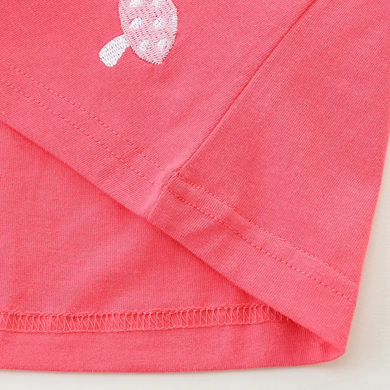 Enchanting Long - Sleeve Pink Dress for Girls with Adorable Forest Animal Embroidery