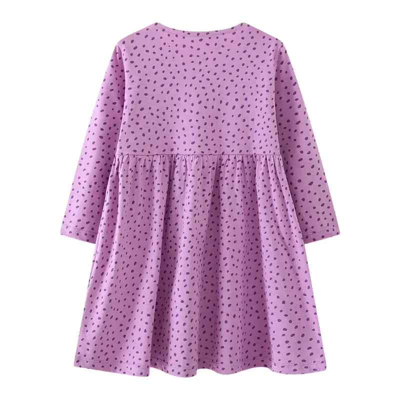 Purple Children Girls Spring Autumn Dress Sheep Polka Dot Long sleeves Dress Girl Fashionable Clothing 2-7y