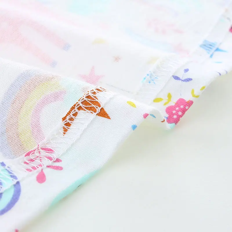 Girls' White Short - Sleeve Dress - with Colorful Unicorn, Rainbow and Star All - over Print - Suitable for Ages 2-7y