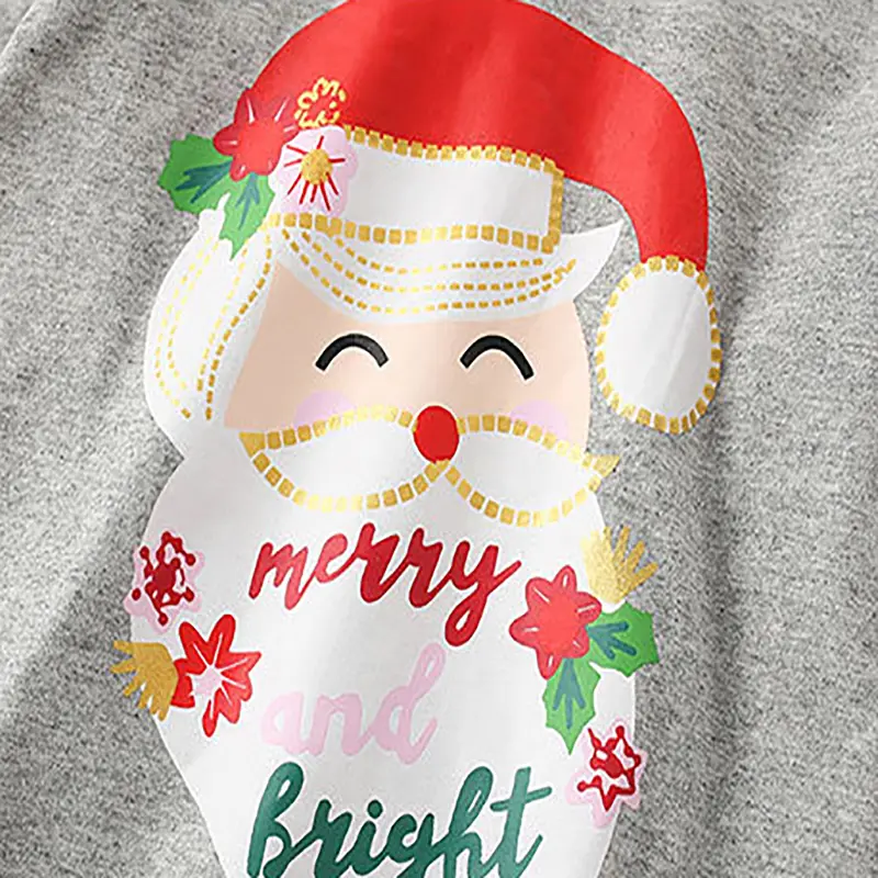 2Pcs Girls' Christmas Pajama Set Santa Claus Print Top Ruffled Sleeves Buffalo Plaid Pants Adorable Toddler Kids Sleepwear