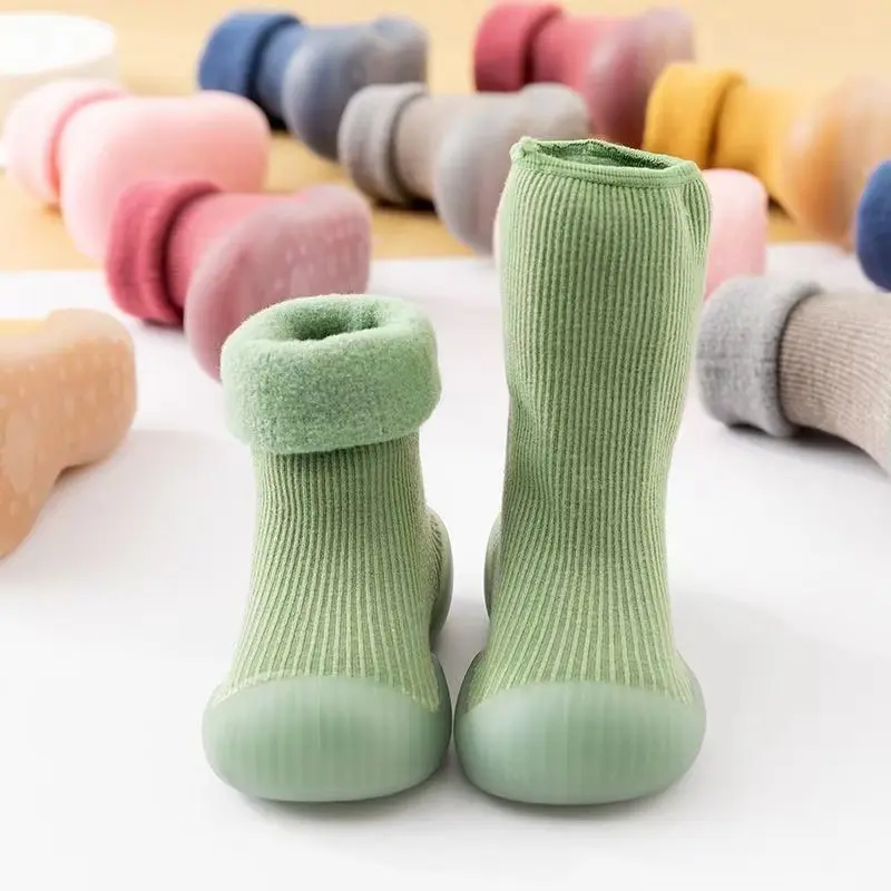 Winter Casual Comfortable Slip On Rubber Sole Sock Shoes For Baby Boys, Breathable Non Slip Walking Shoes For Indoor Outdoor