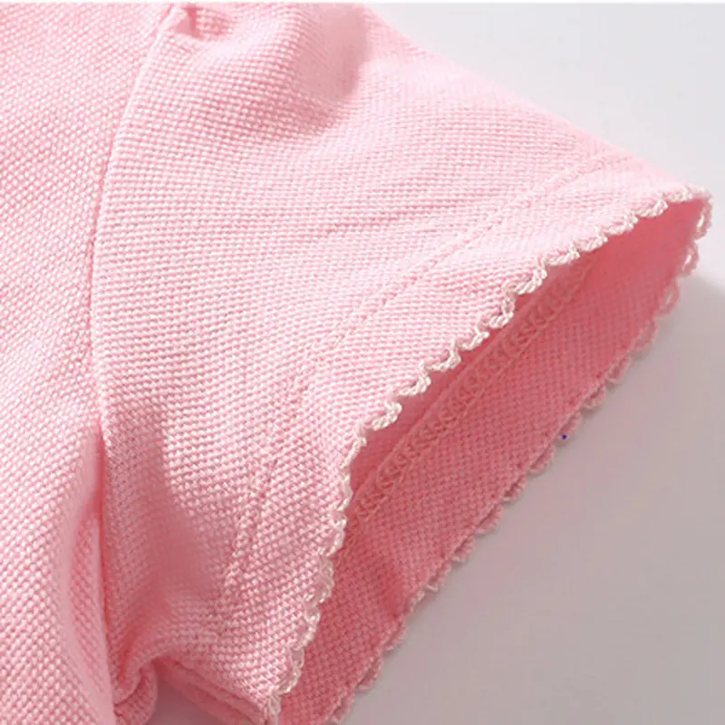 Girls' Pink Short - Sleeve Polo Shirt - with Ruffled Collar and Star Embroidered - Suitable for Ages 2 - 7
