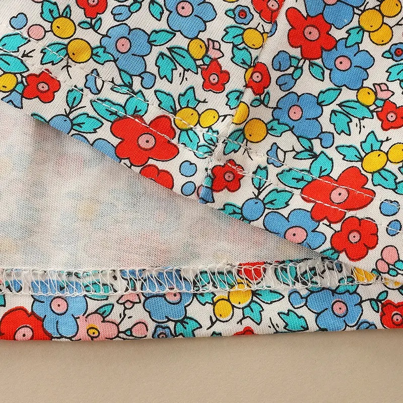 Girls' Long - Sleeve Dress - with Ditsy Floral Print in Red, Blue and Yellow - Suitable for Ages 2-7y