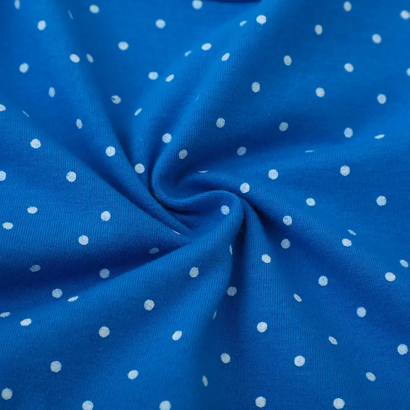 Stylish Blue Long - Sleeve Dress with Ruffled Shoulders and Polka Dots, Adorable Bird Embroidery - Great for a Sweet Look