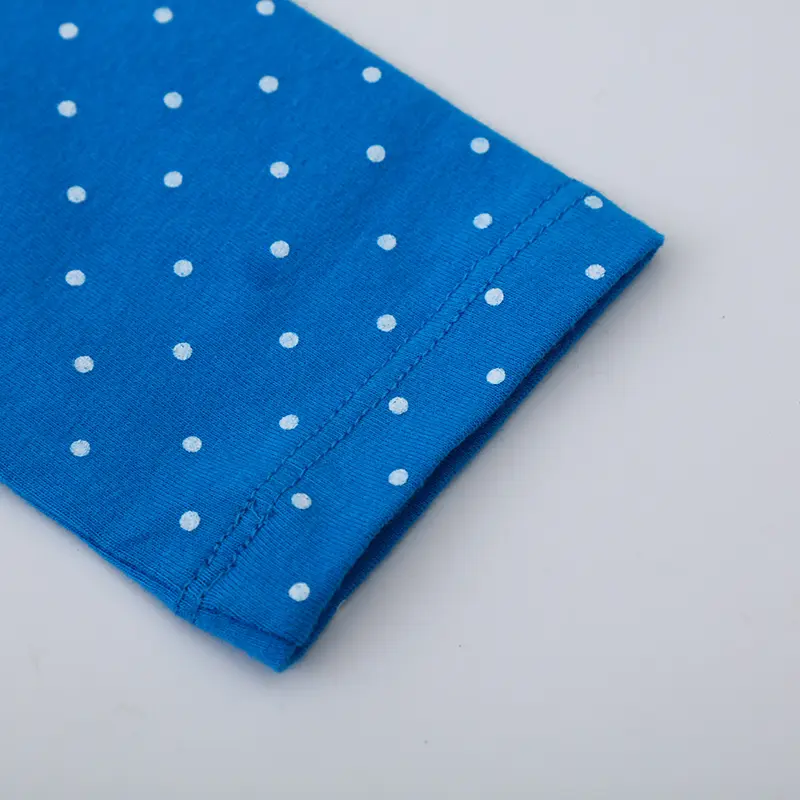 Stylish Blue Long - Sleeve Dress with Ruffled Shoulders and Polka Dots, Adorable Bird Embroidery - Great for a Sweet Look