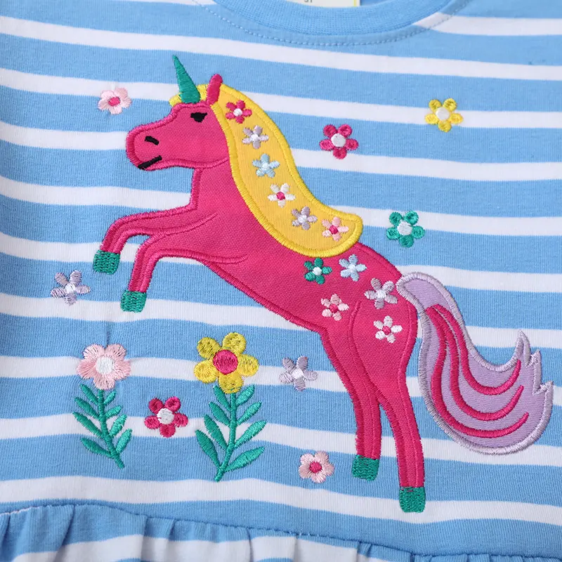 Girl Dress Cotton Summer Kids Clothes Girls Children Unicorn Dresses Long Sleeve Princess Party Outfit Children's Clothing
