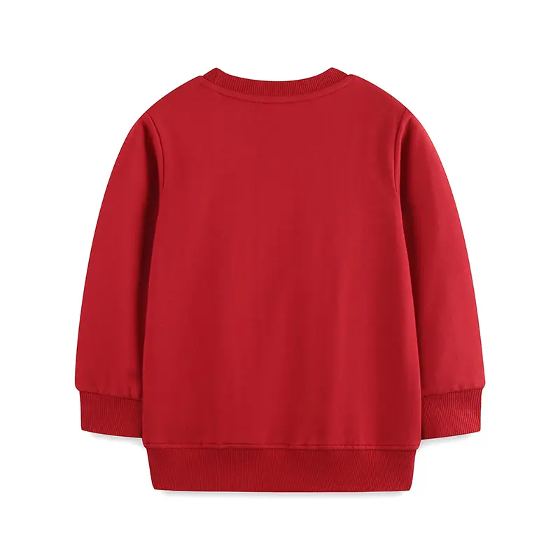 Kids' Red Christmas Themed Sweatshirt Penguin, Reindeer & Santa Claus Applique Design Adorable Children's Long - Sleeve Pullover