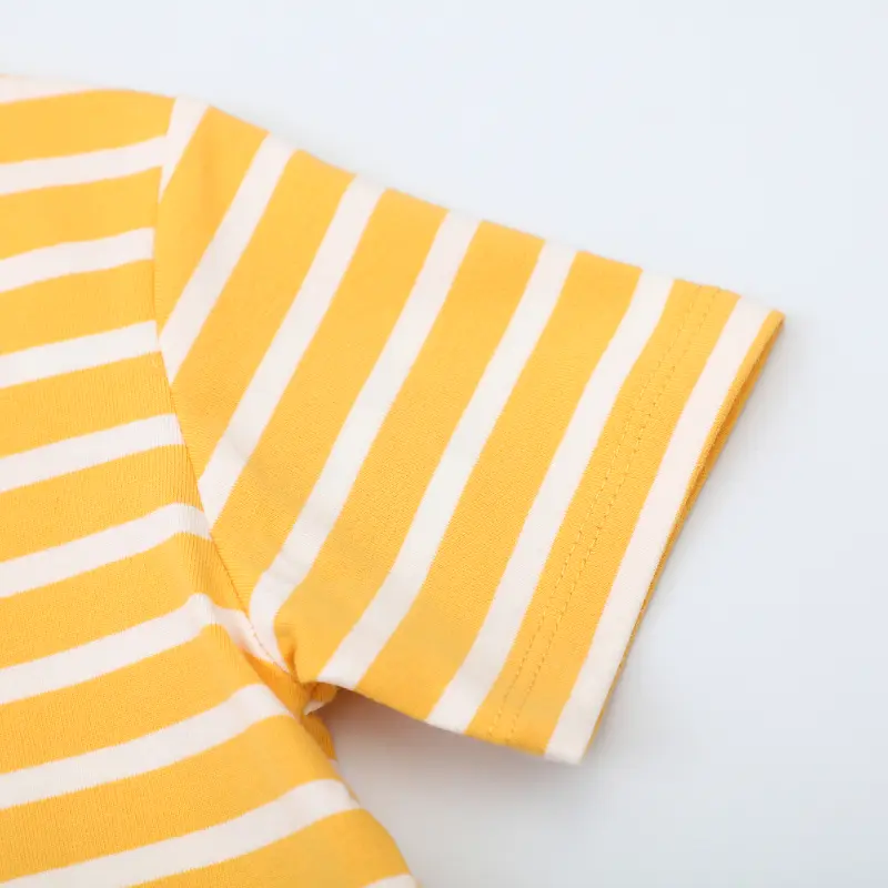 2025 New Children's T-shirt Summer Girls Cartoon Printed T-shirt Striped Shorts Set Kids Round Neck Pullover Casual Top