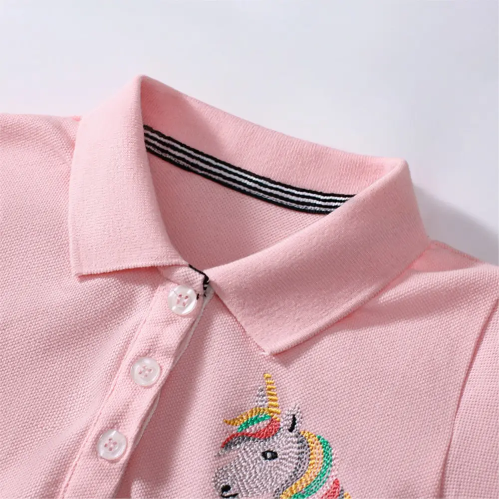 Girl's Princess Polo Dress 2025 New Summer Children's Baby Short Sleeves Cute Sweet Pink Casual Pleated