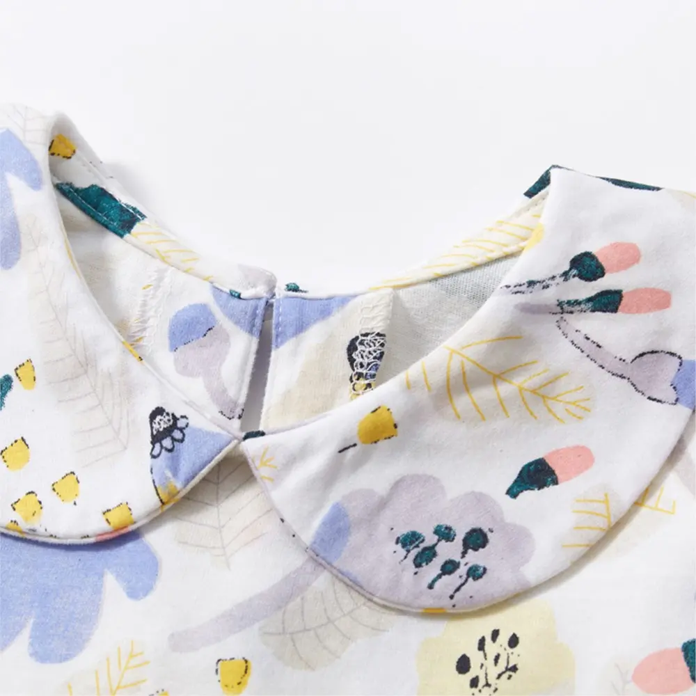 Summer Girls Smocking Dress Short Sleeve Cotton Sunflower Princess Kid Skirt Lotus Leaf Collar Casual Vacation Children Clothing