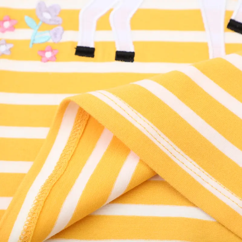 2025 New Children's T-shirt Summer Girls Cartoon Printed T-shirt Striped Shorts Set Kids Round Neck Pullover Casual Top