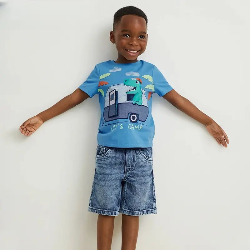 Fashion Cartoon Children's T-shirt 2025 Summer New Dinosaurs T-shirt Casual Cotton Baby Boys Short Sleeve Top Kids Clothes