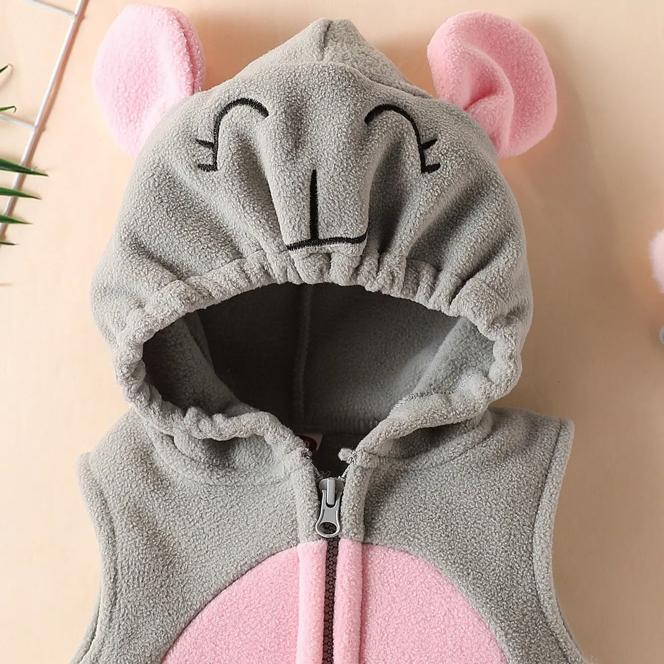 Baby Boys Girls Cute Animal Hooded Romper Sleeveless Zipper Jumpsuit with Striped Stockings Set for Birthday Party Photography