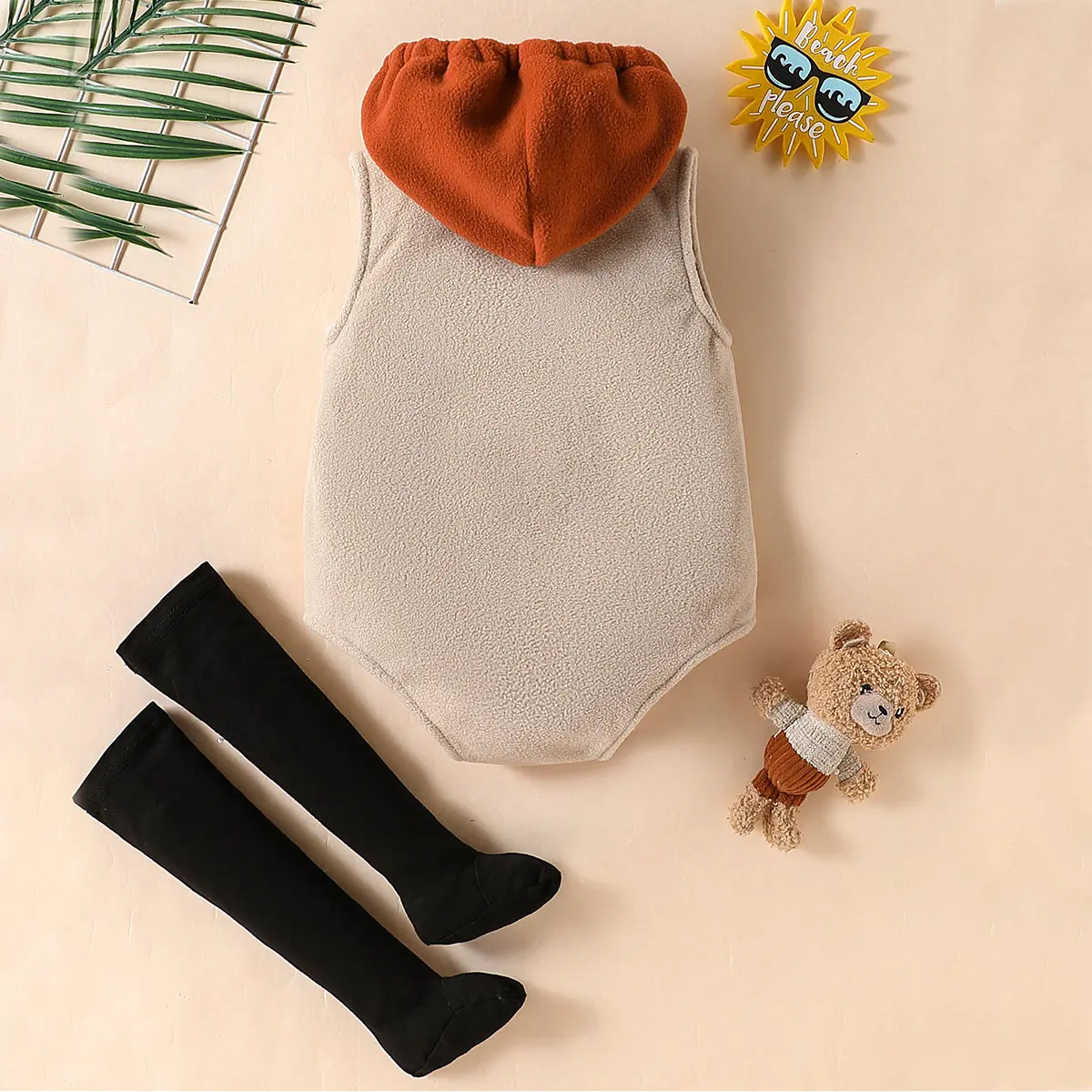 Funny Sausage Costume for Baby Infant Girls Boys Toddler Hoodie Bodysuit Short Romper Purim Halloween Fancy Dress with Stockings