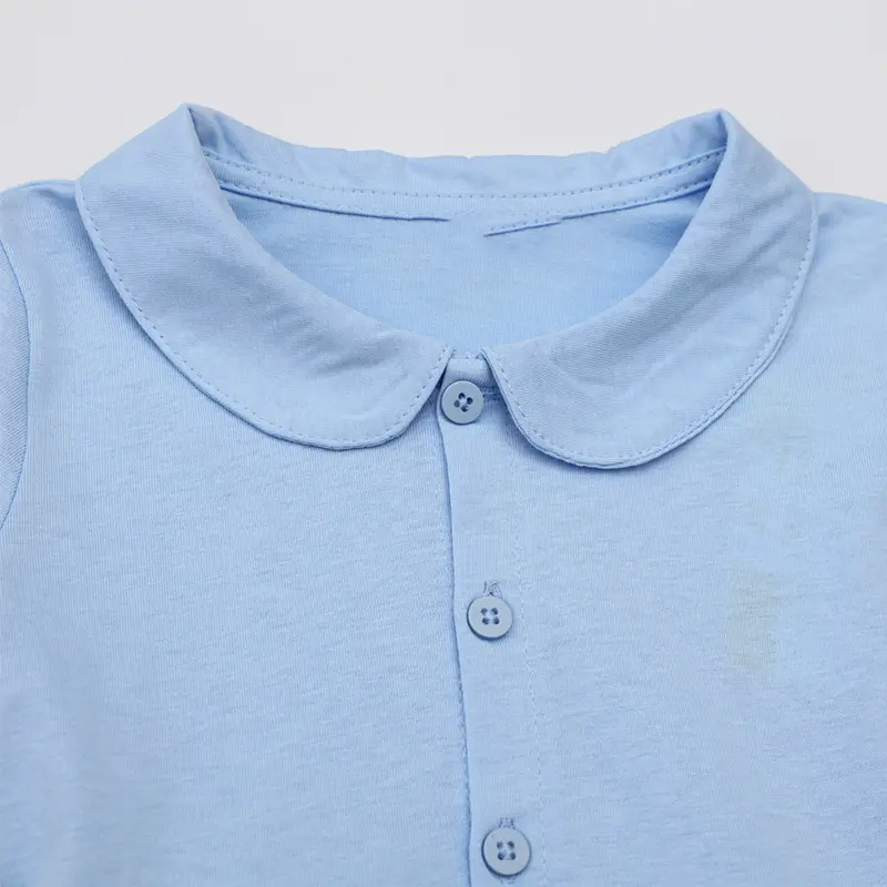 Adorable Baby Girl Dress in Light Blue Long Sleeves, Peter Pan Collar, Charming Floral and Butterfly Embroidered