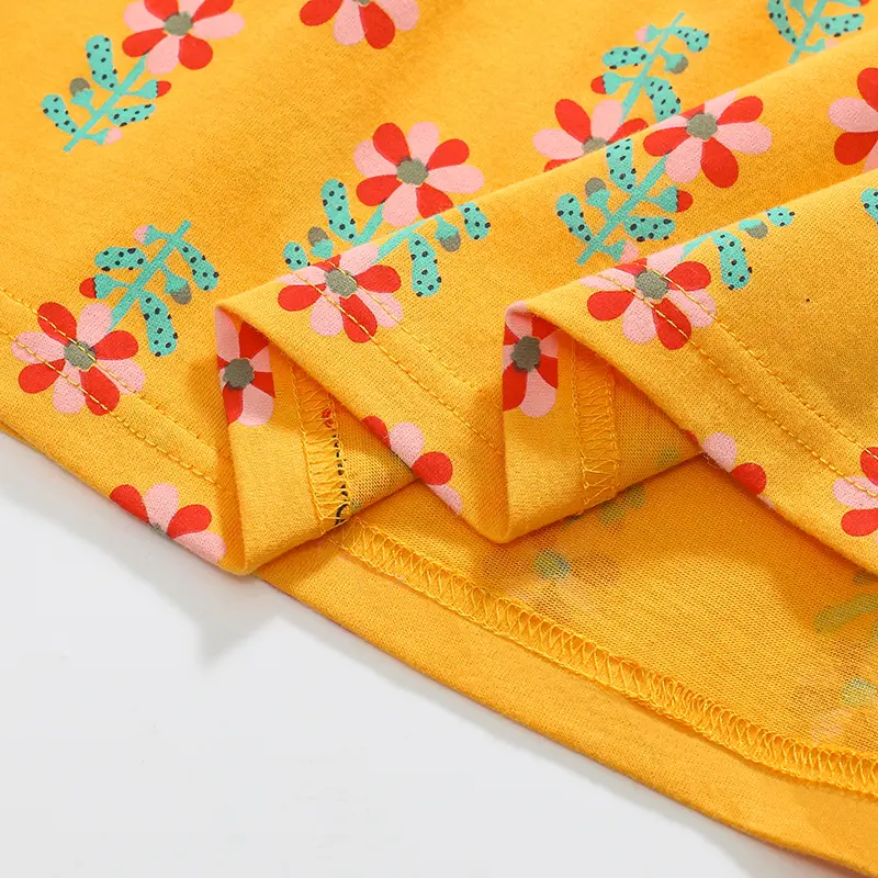 Summer Kids Baby Girls Short Sleeve Flower Printing Princess Dress Sweet Baby Girls Doll Collar Dress Children Clothes Dress