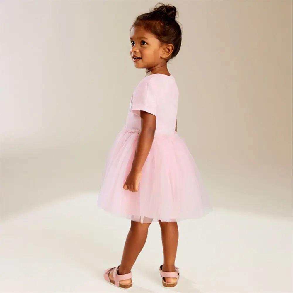 Summer Cotton Kids Dresses For Girls Cartoon Unicorn Print Children Casual Clothing Mesh Princess Girls Dress Kids Costume