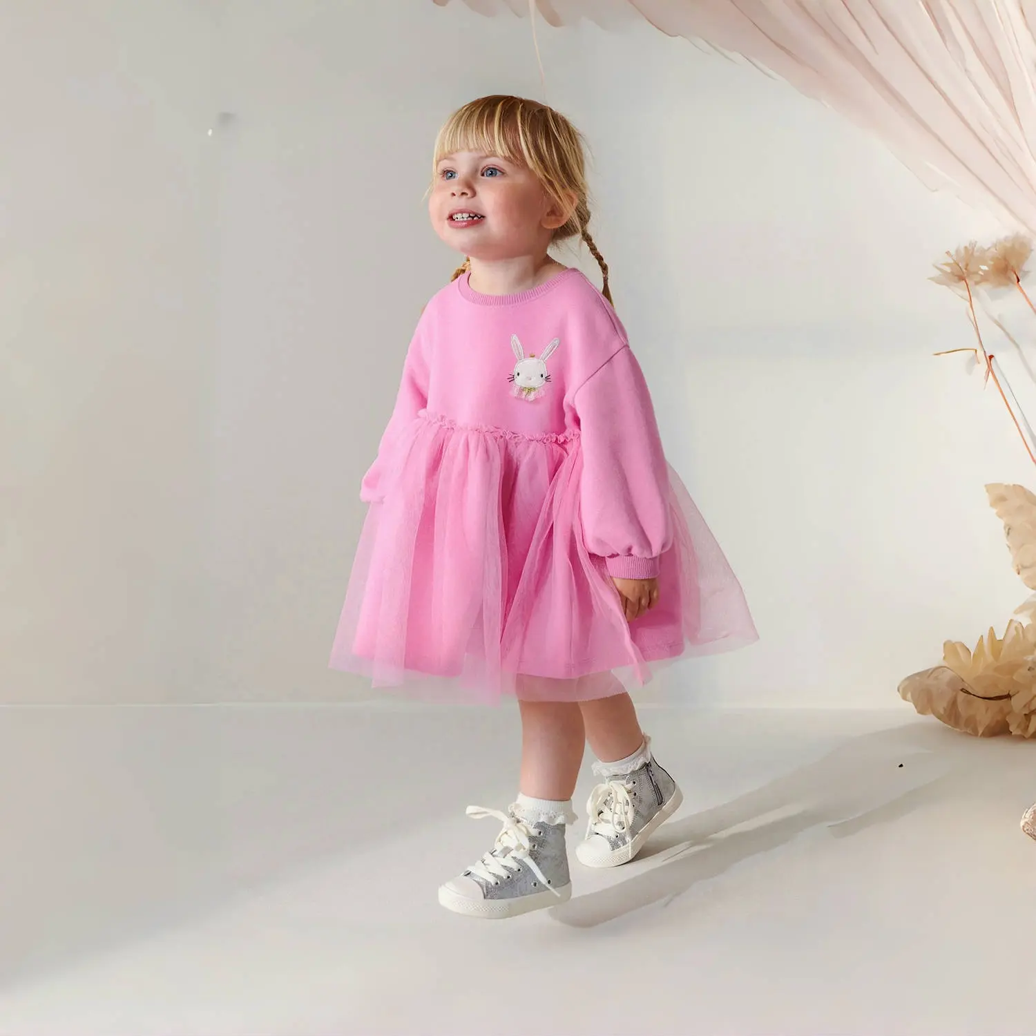 Girls Princess Comfortable Skirt Top Autumn and Winter Hooded Kids Mesh Dresses