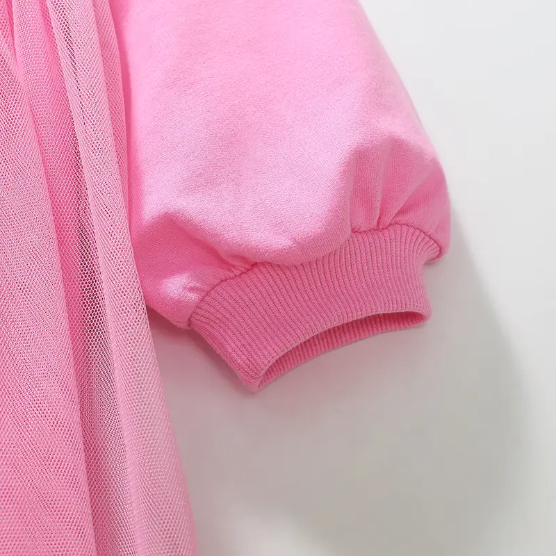 Spring Autumn Kids Baby Girls Long Sleeve Sweet Solid Color Princess Mesh Dress New Kids Baby Girls Dress Children Clothes