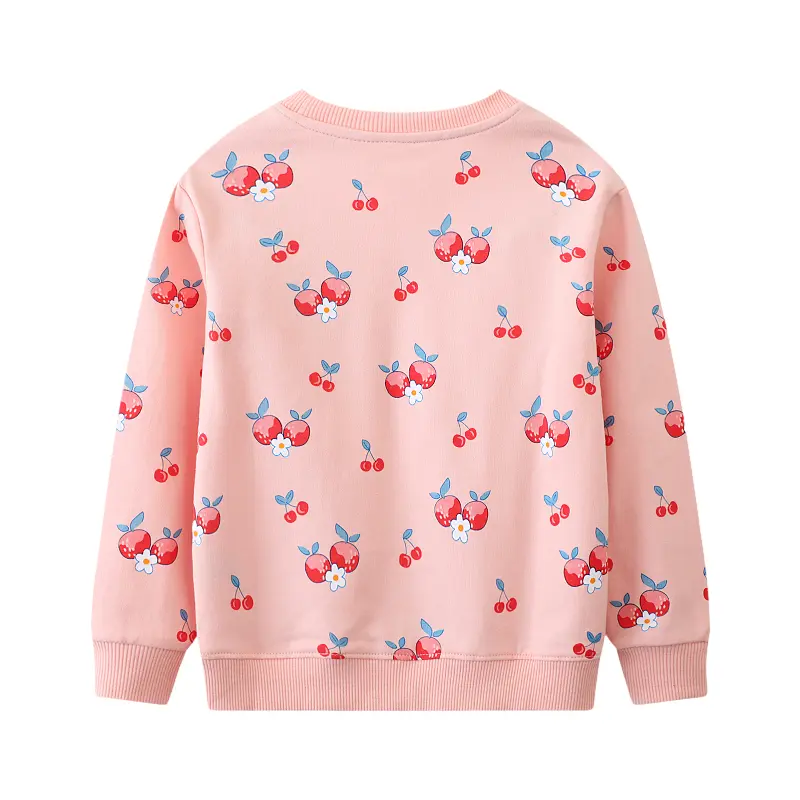 Adorable Toddler Girl Pullover Pink Color with Charming Cherry Graphics Sweatshirt